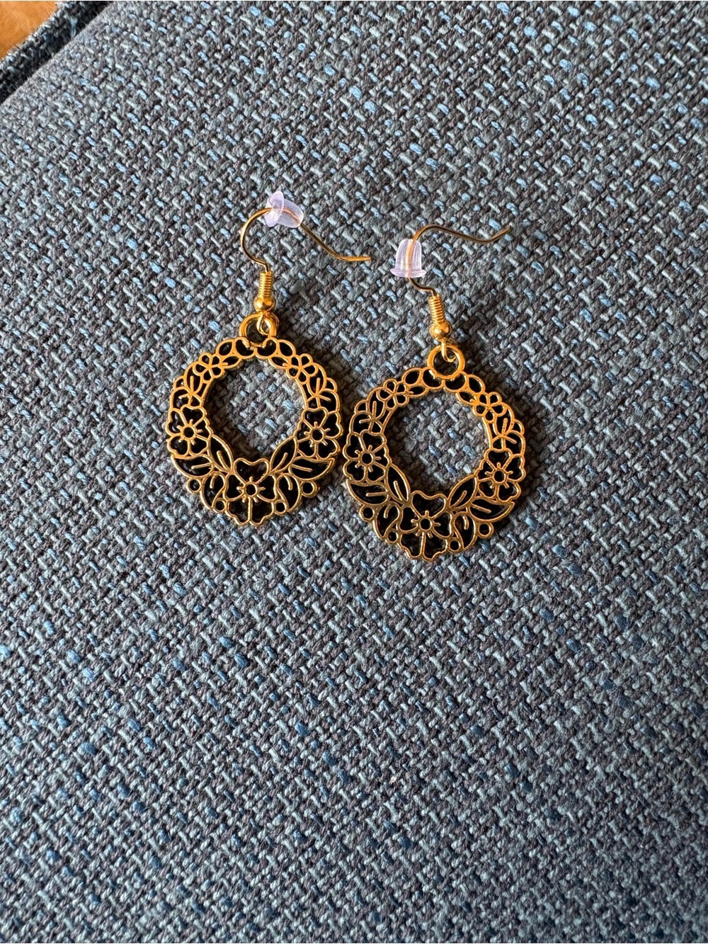 Gold Floral Filigree Hoop Earrings - Women Jewelry